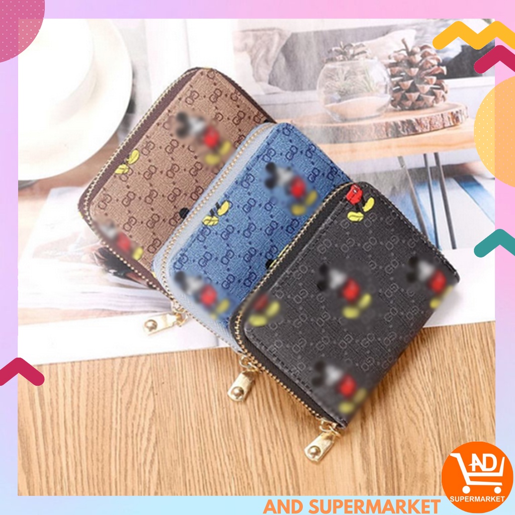 AND COD DOMPET KARTU WANITA KULIT PU DOMPET KOIN ZIPPER MULTIFUNGSI DOMPET WANITA MURAH HITS D47