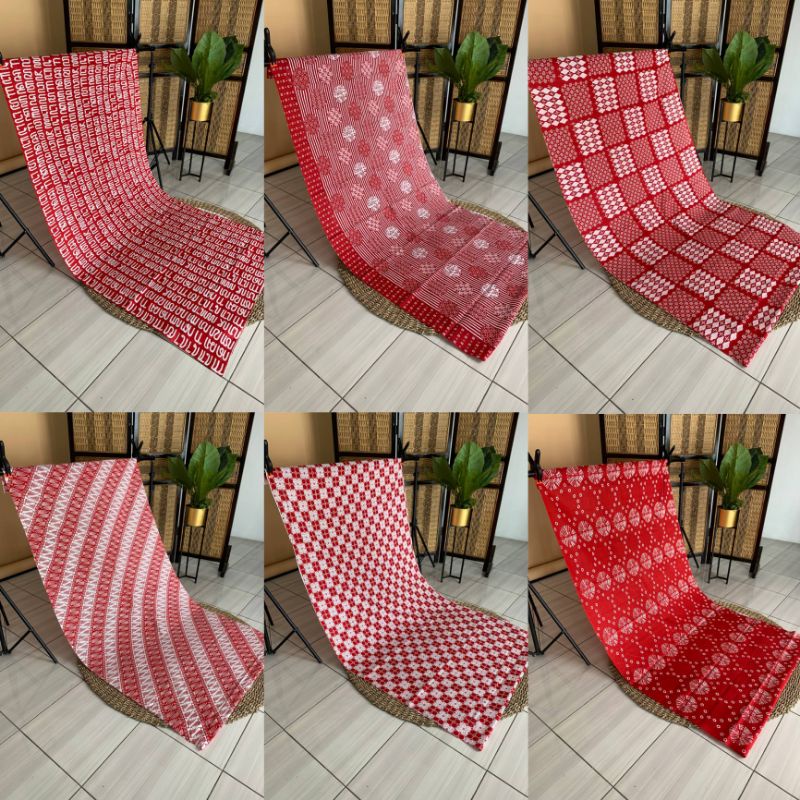 Kain Batik Katun Printing Warna Merah Putih Kain Batik Pekalongan Murah Premium