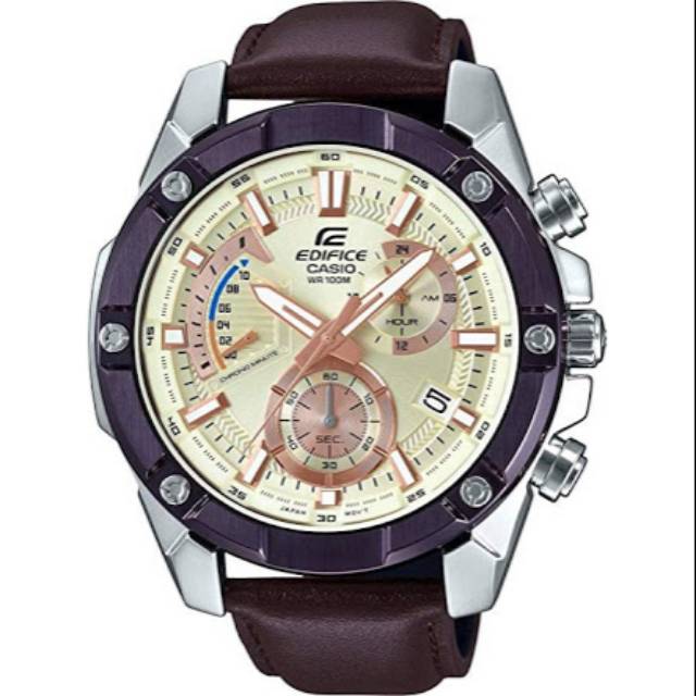 Jam Tangan Casio Edifice EFR559 EFR-559BL-7AV Cowok Pria Brown Leather