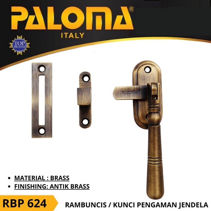 Paloma Kunci Jendela Rambuncis Luna RBP 621 RBP 622 RBP 624 - satin nickel