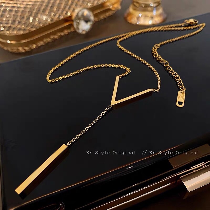 Kalung Titanium V l Premium Gold 18K Korea Fashion Style Trending