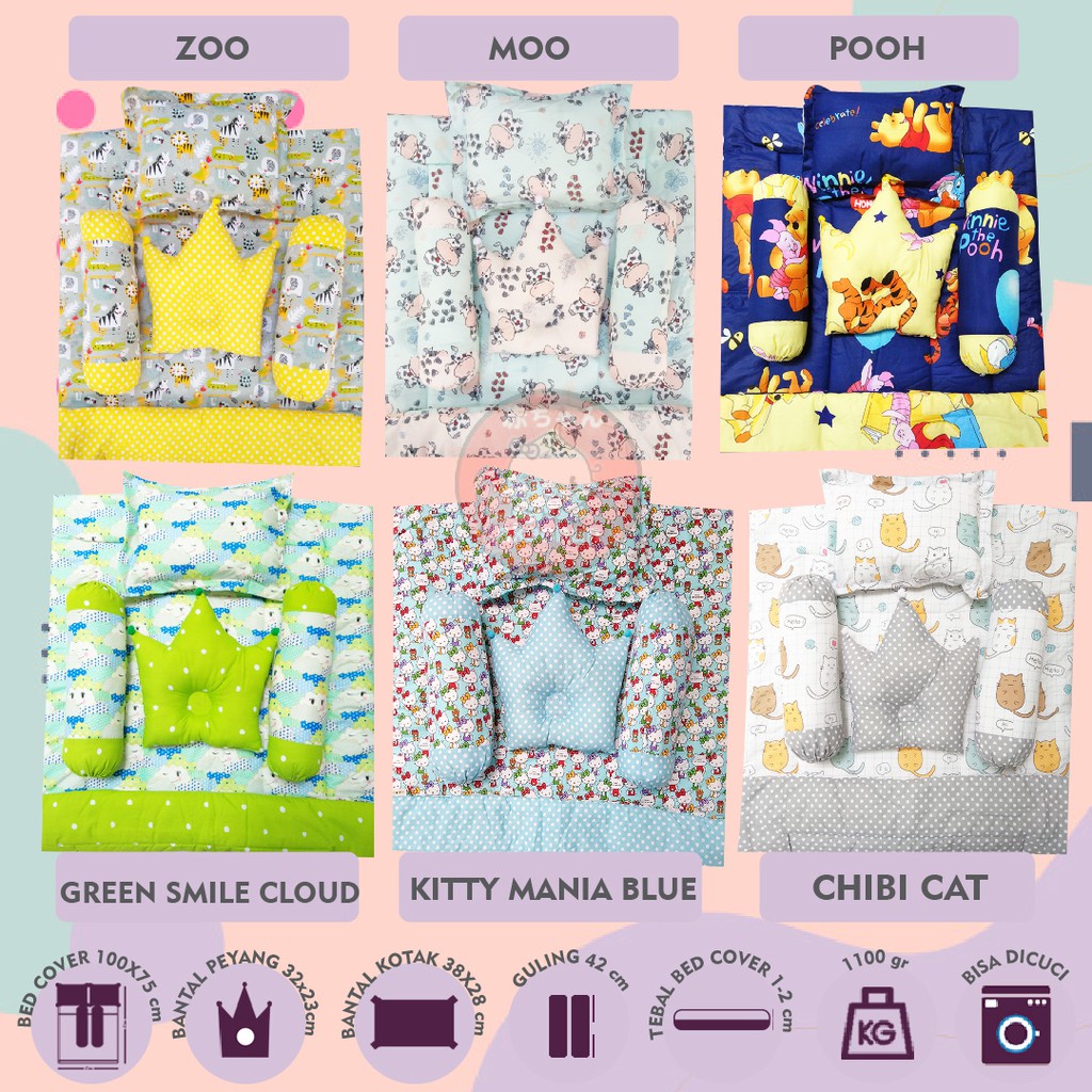 Bedcover Saja Bayi Lembaran Selimut Bantal Cover Alas Tidur b3 akachan Bahan Katun Nyaman