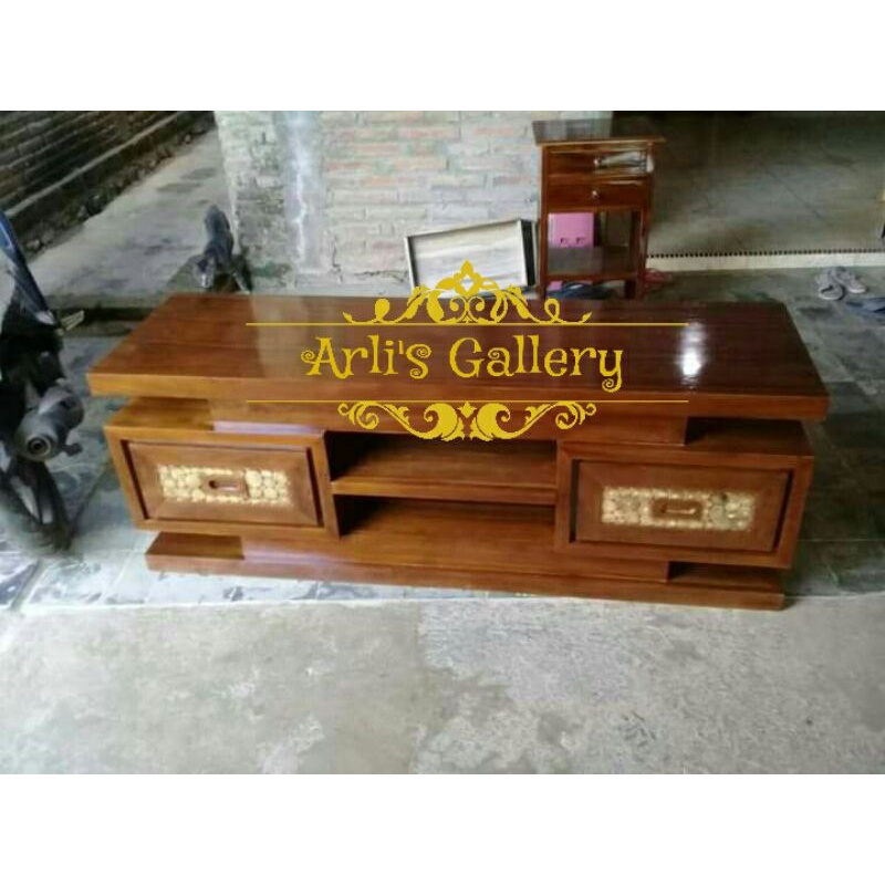 meja tv bufet kacamata uk 120cm kayu jati furniture jepara