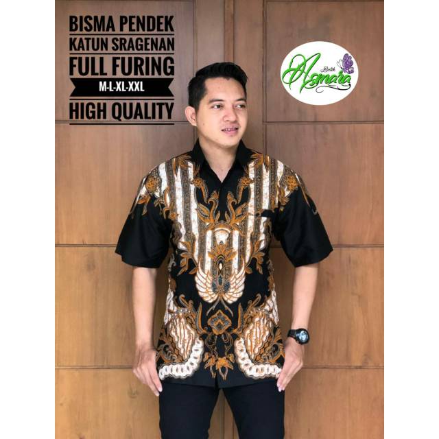 BISMA Pendek Batik Pria Full Furing Asli Katun Halus Sragenan