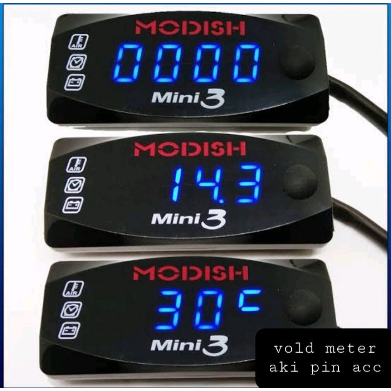Voltmeter Volt Meter ACCU Aki 3 in 1 Mini 3 12V Universal Semua Motor Bisa