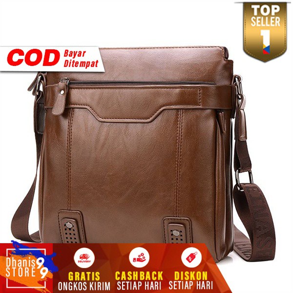 Tas Selempang Pria Kulit Messenger Leather Bag Cowok Keren Tas Kerja Cowo Kekinian