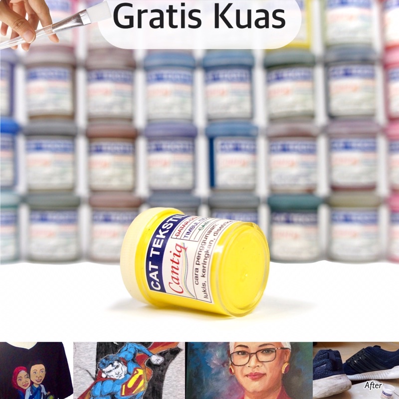 

Cat Kain, Cat Sepatu, Cat Kulit, Cat Kanvas Premium, Cat Tekstil Cantiq(10ml) Cat Jeans, Cat Kaos, Cat Tas, Cat Suede, Cat Topi, Cat Sutra, Textile paint, Fabric colour, Cat Repaint Waterbased, Permanen, Waterproof, Awet, Anti luntur by Ganzel