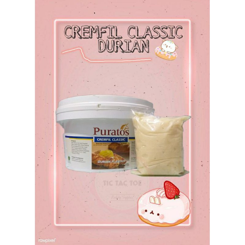 CREMFIL CLASSIC 500gr,  (vanila, durian, cocoa) CREMFIL CLASSIC PURATOS