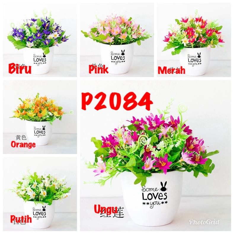 COD/ Bunga TANAMAN BUNGA HIAS POT TANAMAN HIAS DEKORASI RUMAH  DAN BUNGA PLASTIK P2084-2