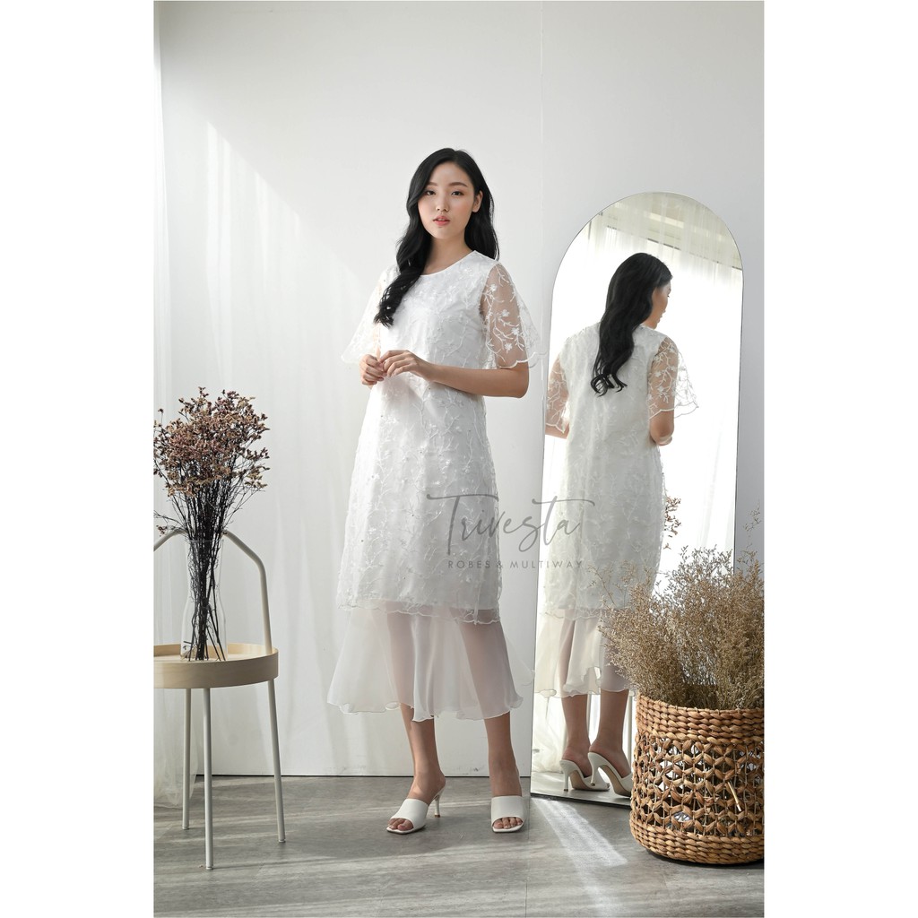 Tyullib Dress/ gaun dress brokat untuk kondangan, bridesmaid, wisuda