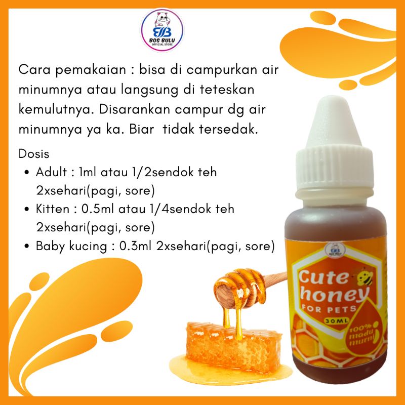 cute honey madu vitamin nafsu makan daya tahan tubuh kucing 30ml