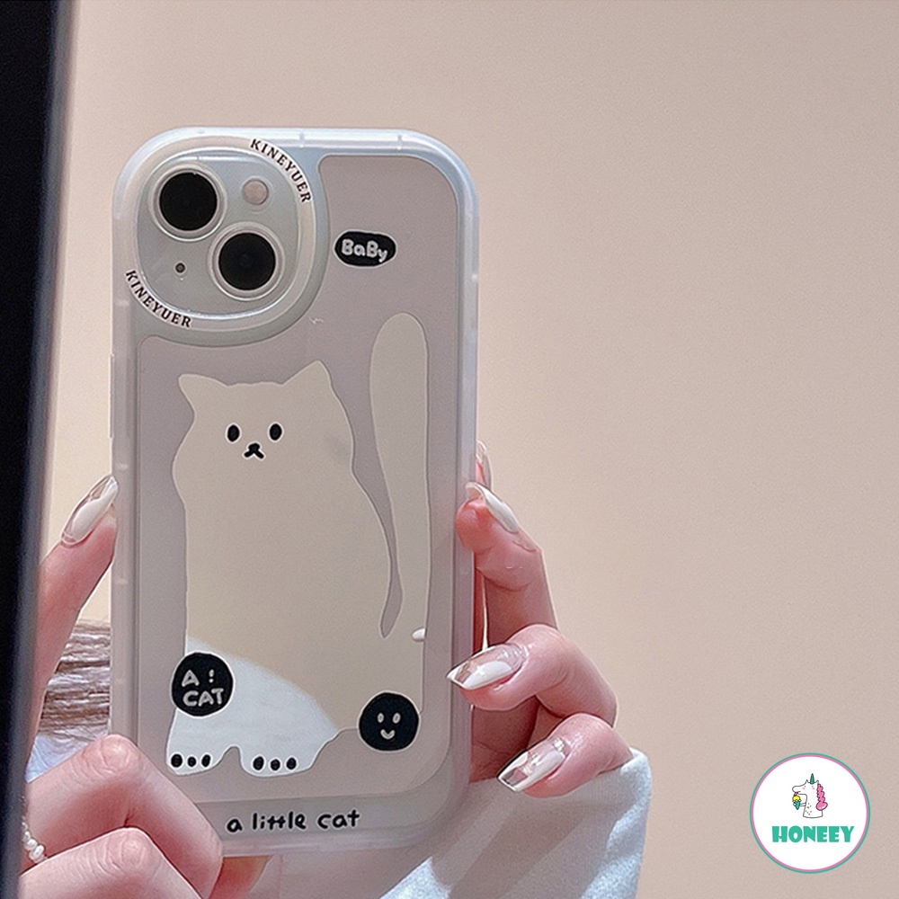 Soft Case TPU Tebal Shockproof Motif Bayi Kucing + Cermin Makeup Untuk IPhone 13 12 11 Pro Max