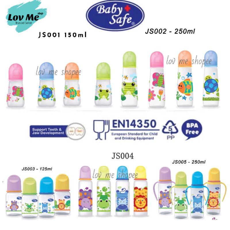 lov me❤ Baby Safe Botol Susu Bayi - Baby Bottle 125ml 150ml 250ml |botol dot bayi BPA FREE js001 002 003 004 005