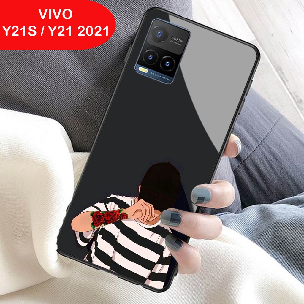Softcase Glass Kaca VIVO Y21 Y21s 2021 Y33S - Case Hp Pelindung Handphone VIVO Y21 Y21s 2021 [ A12 ]