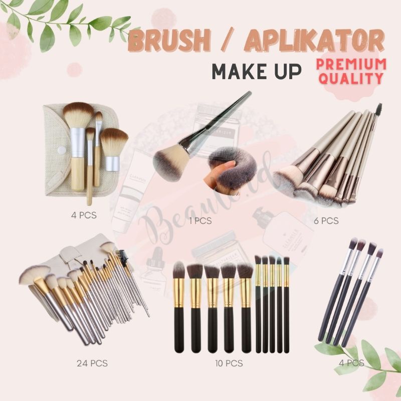 Kuas Aplikator / Brush Make Up Lembut Travel Size / Set Premium Quality Brush 1/4/6/10/12/24