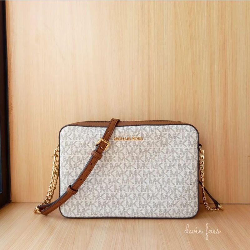 Tas MK Jetset Item Large Crossbody Signature Vanilla Brown (Square) Original