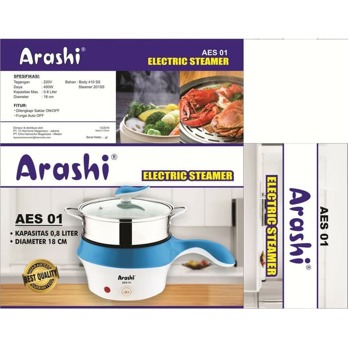 Panci steamer steaming pan ARASHI AES 01 + kukusan listrik AES01