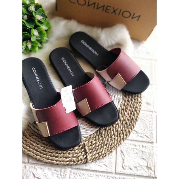 *PROMO* khusus marun size 37 Sandal flat wanita SL.combi conexion/slop nevada murah