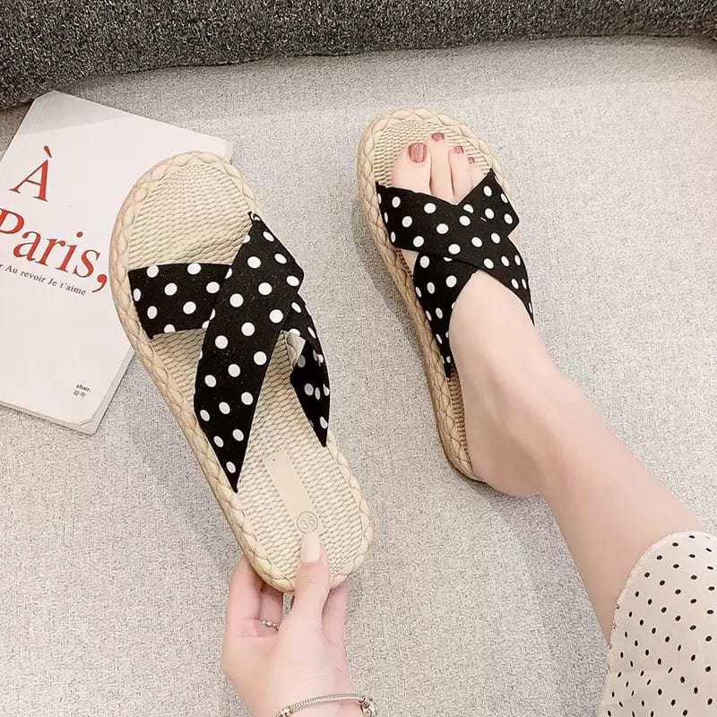 sandal etnik polkadot sandal polkadot wanita jepit sandal teplek cewek murah