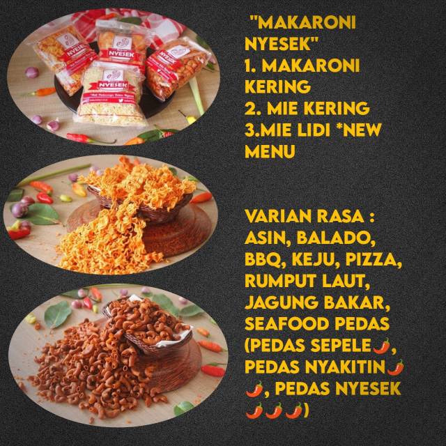 

Makaroni Pedas level pedasnya bikin nyesek. Mohon baca deskripsi sebelum memesan