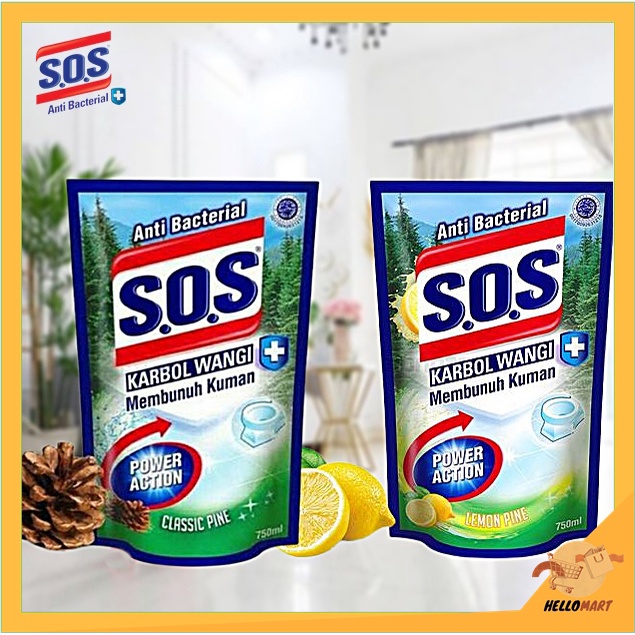 ORIGINAL SOS Karbol Wangi REFILL 750ml / SOS Pembersih Lantai / HELLOMARTID