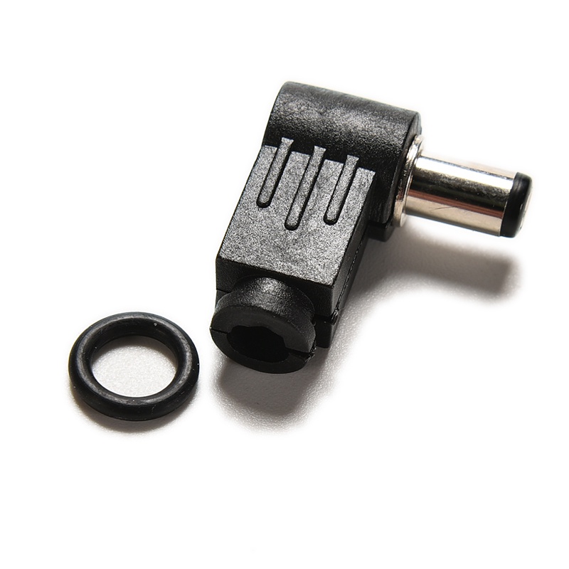 【justenjoyingg.id】10pcs Right Angle 2.1x5.5mm 2.1mm DC Power Male Plug Soldering Connector Black