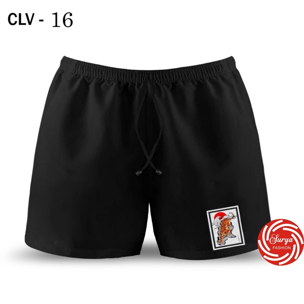 Boxer Black Motif White Fire / Boxer Pria Polos SPANDEX / Celana Pendek Pria Distro