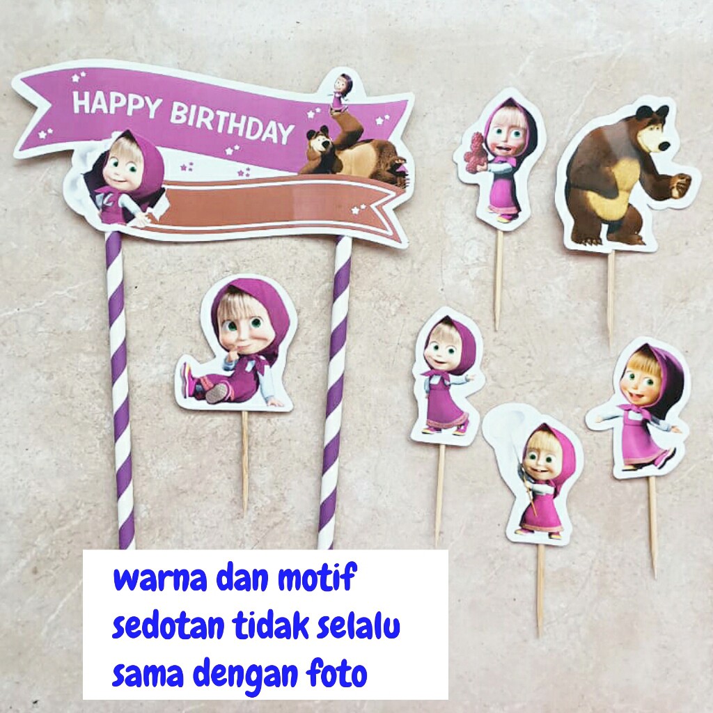 Jual topper hiasan tusukan kue cake ulang tahun happy birthday karakter
