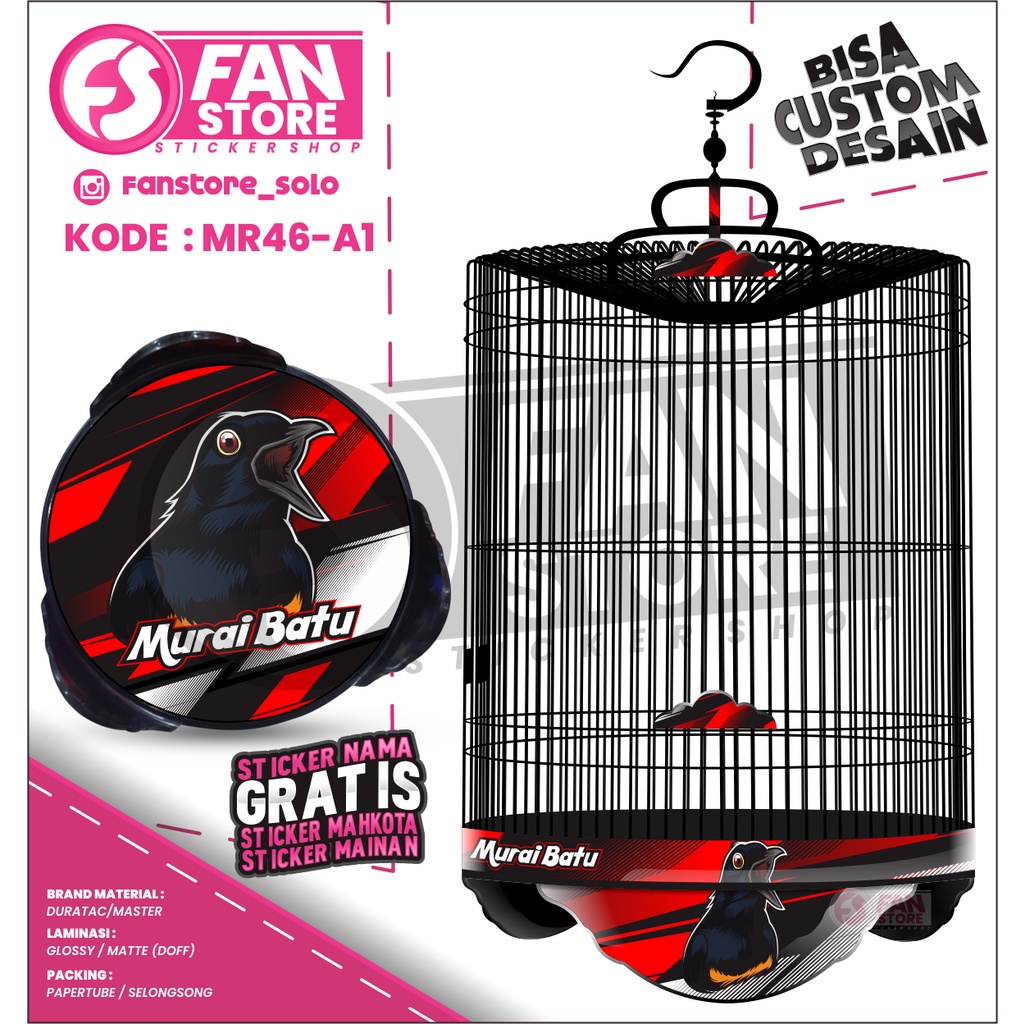 Decal Tebok Murai - Stiker Kandang Tebok Burung  - Sticker Sangkar Murai Batu  - KODE : MR46