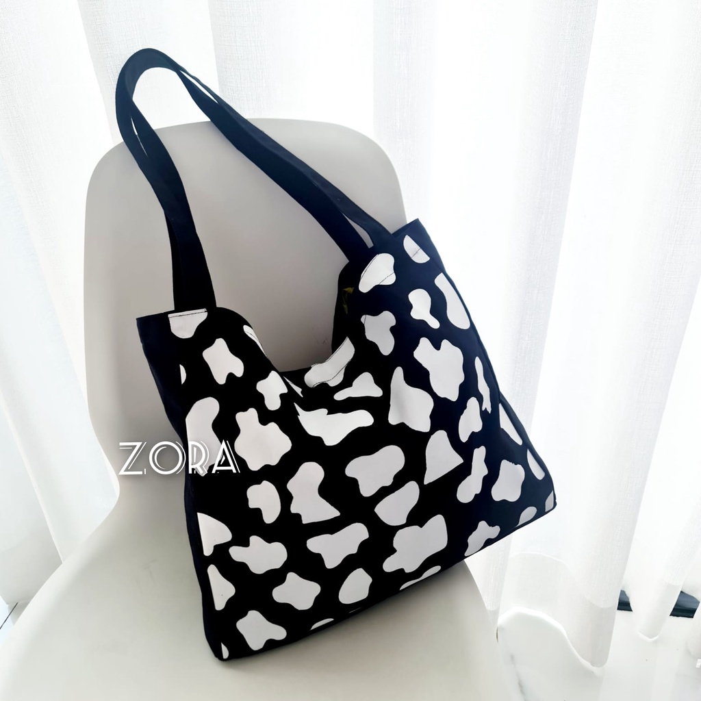 ZORA - Cow Tote Bag Canvas - Tote Bag Wanita