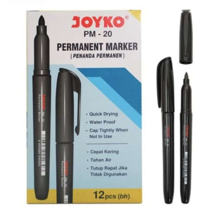 Jual Spidol Permanent Marker Joyko PM-20 Hitam Indonesia|Shopee Indonesia