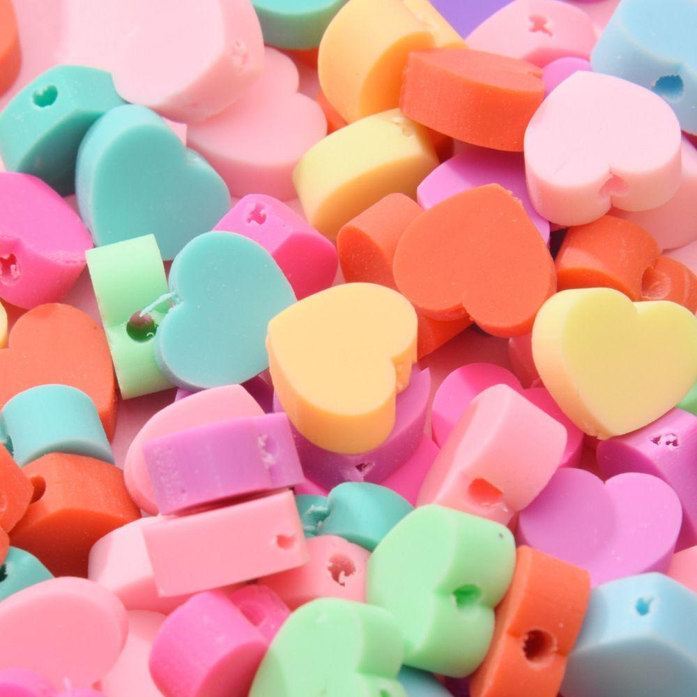 Lily 100Pcs/Bag Manik-Manik Polymer Clay DIY Membuat Perhiasan Warna Warni Alfabet Hati Mata