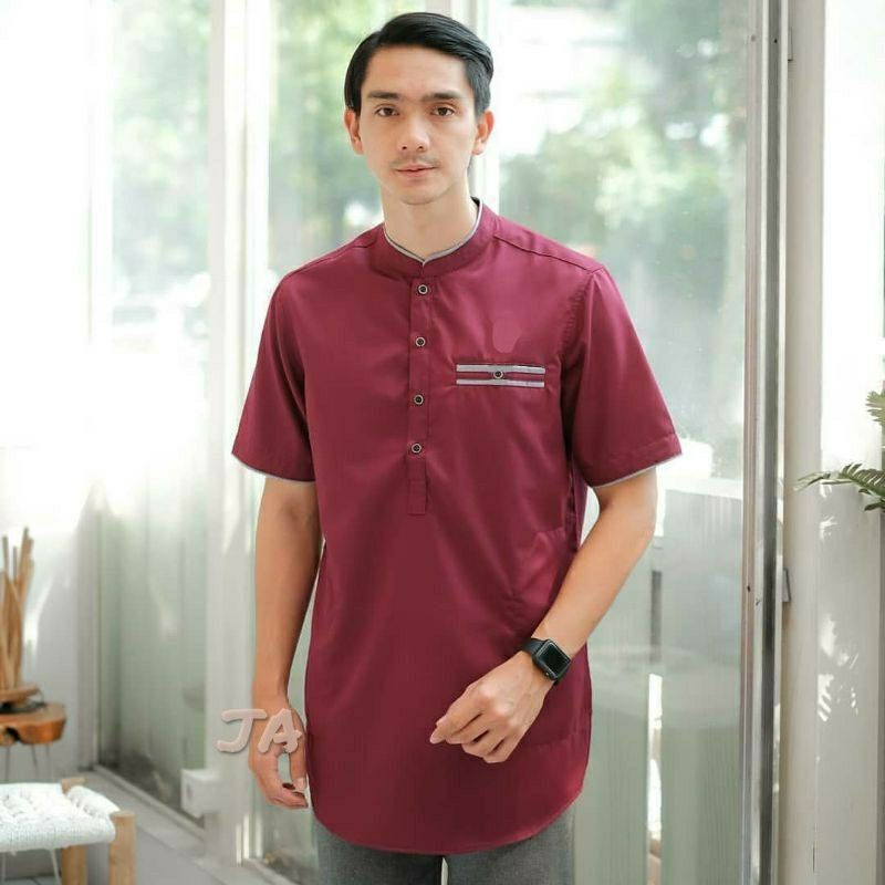 baju koko muslim pria dewasa lengan pendek modern kurta lis 2