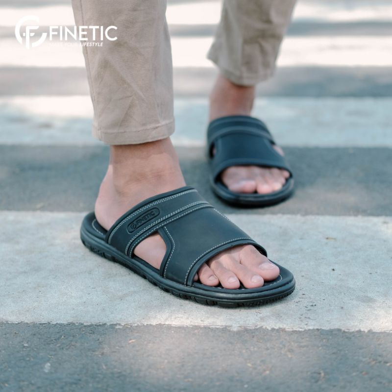 Beli 1 GRATIS 1 Sandal Kulit Finetic Z 10 Model Cowok Sendal Pria Kasual Ukuran 39 Sampai 43