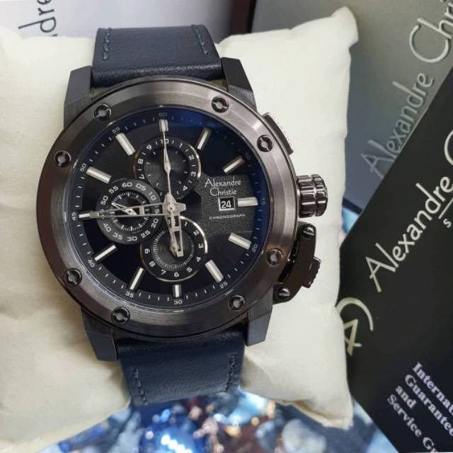 Jam tangan pria Alexandre Christie AC 6519 Black Original