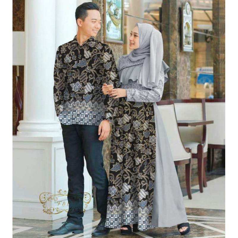 Cp Alazka / Baju Batik Pasangan / Baju Couple / Kemeja / Longdress