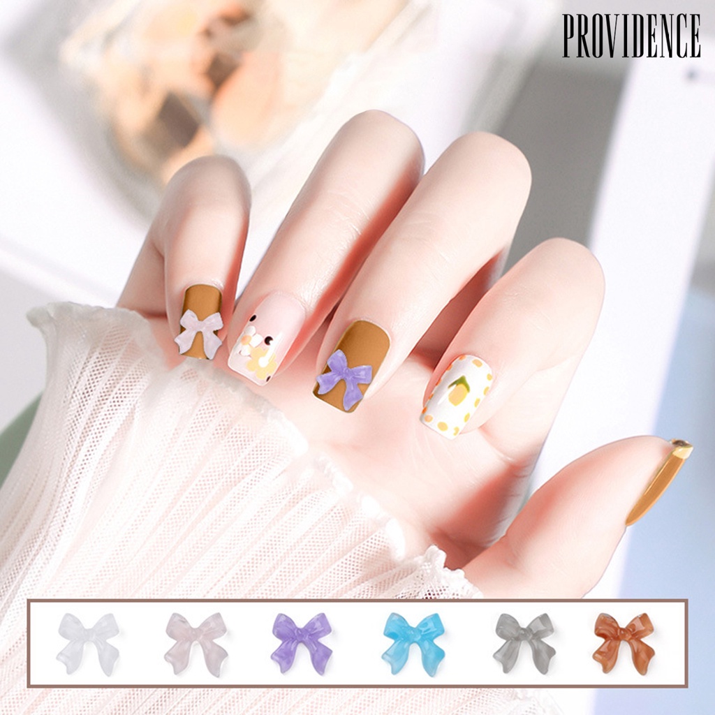 Providence 50pcs / Set Ornamen Bentuk Pita 3d Glitter Untuk Dekorasi Nail Art / Manicure Diy