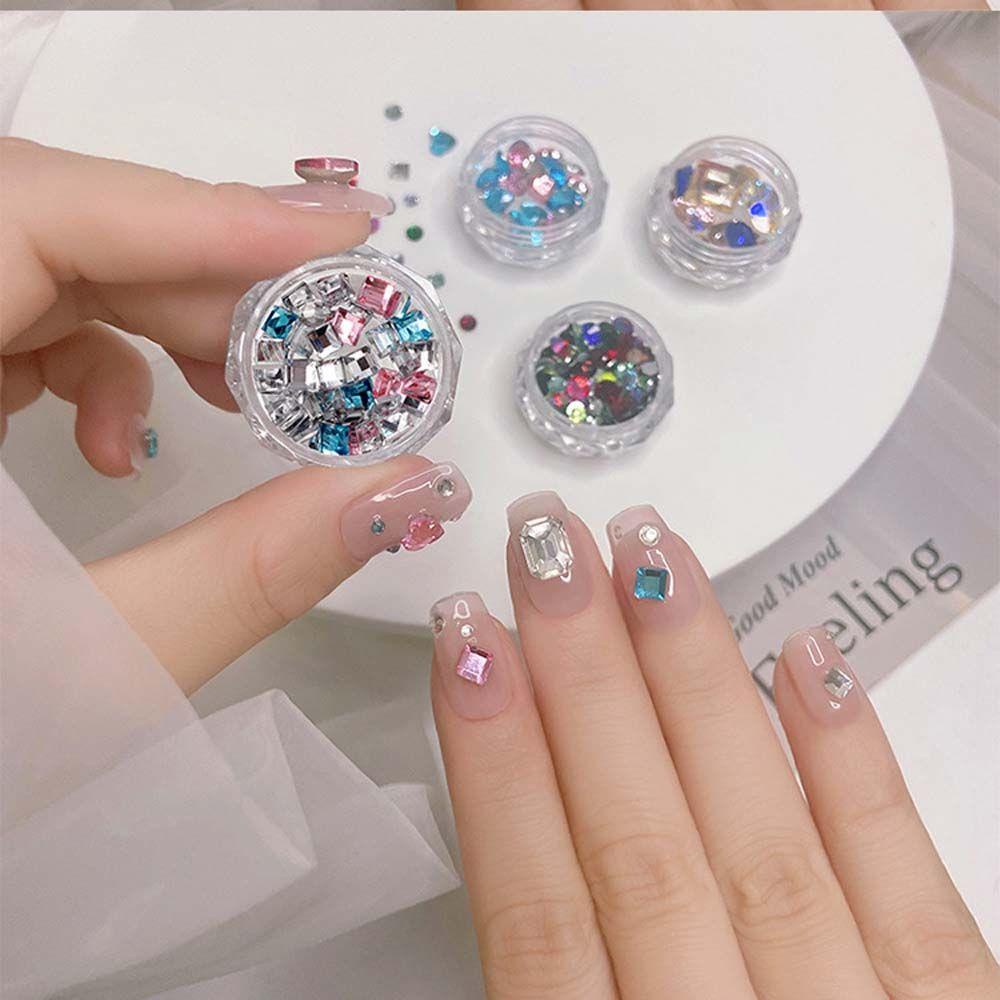 Mxbeauty Dekorasi Nail Art DIY Super Flash Nail Tips Manikur Aksesoris Warna Campur Hiasan Kuku Kristal