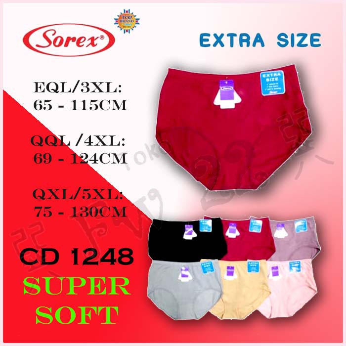 Celana dalam wanita jumbo Sorex 1248 dengan bahan super soft dan model Maxi dengan ukuran hingga 5XL