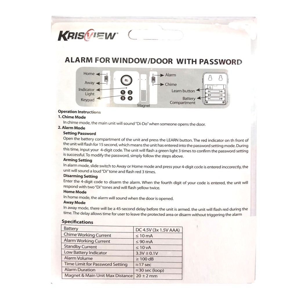 Krisview Alarm For Window Door With Password Alaram Untuk Pintu Rumah Toko