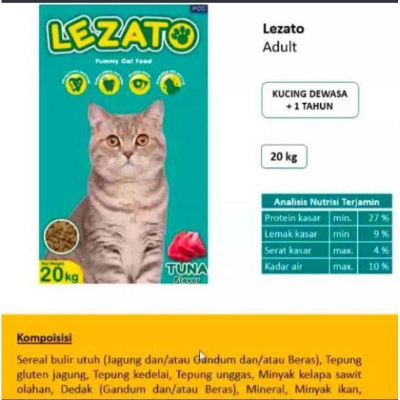 Makanan kucing LEZATO cat dryfood makanan kering kucing