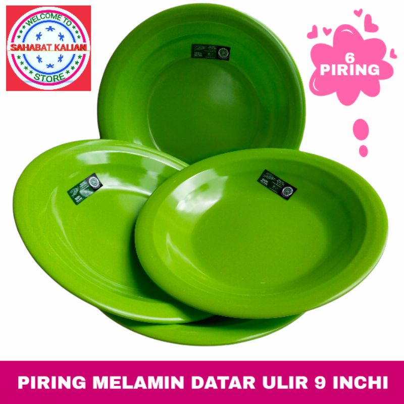 (6 Piring) Piring Melamin Golden Flying Fish P0901 Ukuran 9 Inch