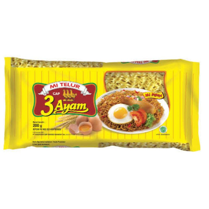 

MIE TELUR CAP 3 AYAM PIPIH KUNING / MIE TIGA AYAM