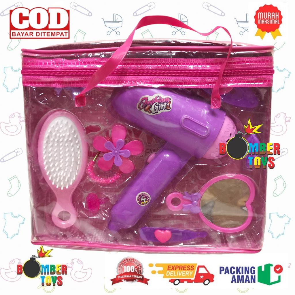 MAINAN ANAK ALAT SALON HAIR DRYER HAIRDRYER LIPSTIK TAS KECANTIKAN RAMBUT LENGKAP
