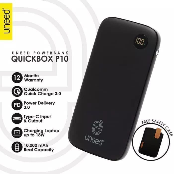 POWERBANK UNEED PD10 Power Bank 10000 mAh Qualcomm 3.0 Bagus Iphone X Xiaomi Laptop MACBOOK Usb C 13