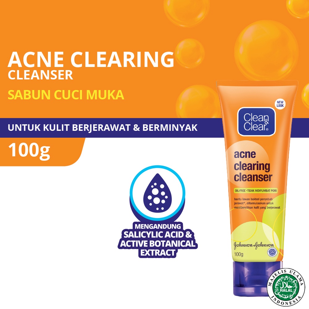 Clean &amp; Clear Acne Clearing Cleanser Sabun Cuci Muka Pembersih Wajah Jerawat  50gr/ 100gr