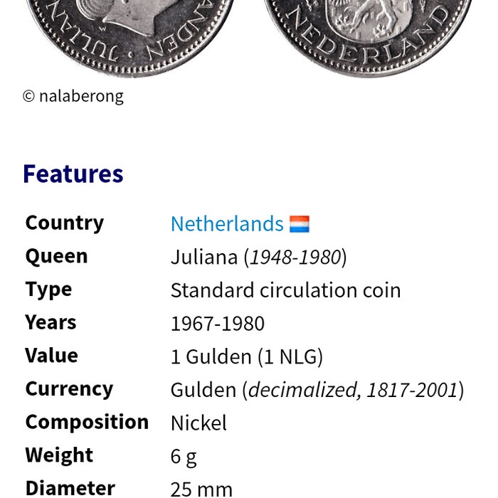KUNO-UANG- UANG KUNO KOIN ASING 1 GULDEN BELANDA 1978 TP 1961 -UANG-KUNO.