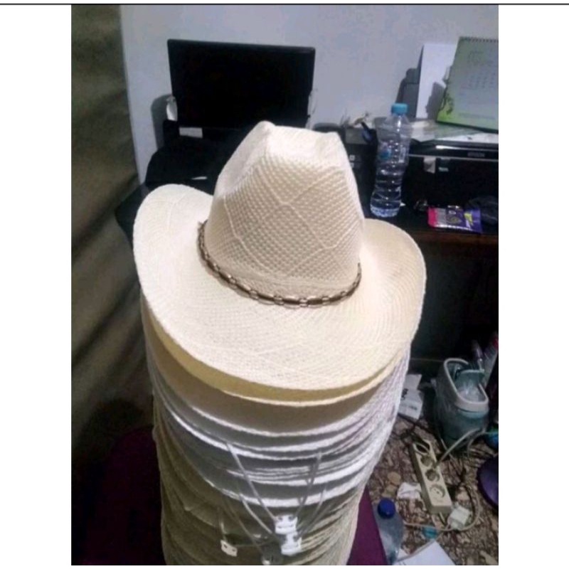 Topi Panama topi pantai pria topi rajut koboi
