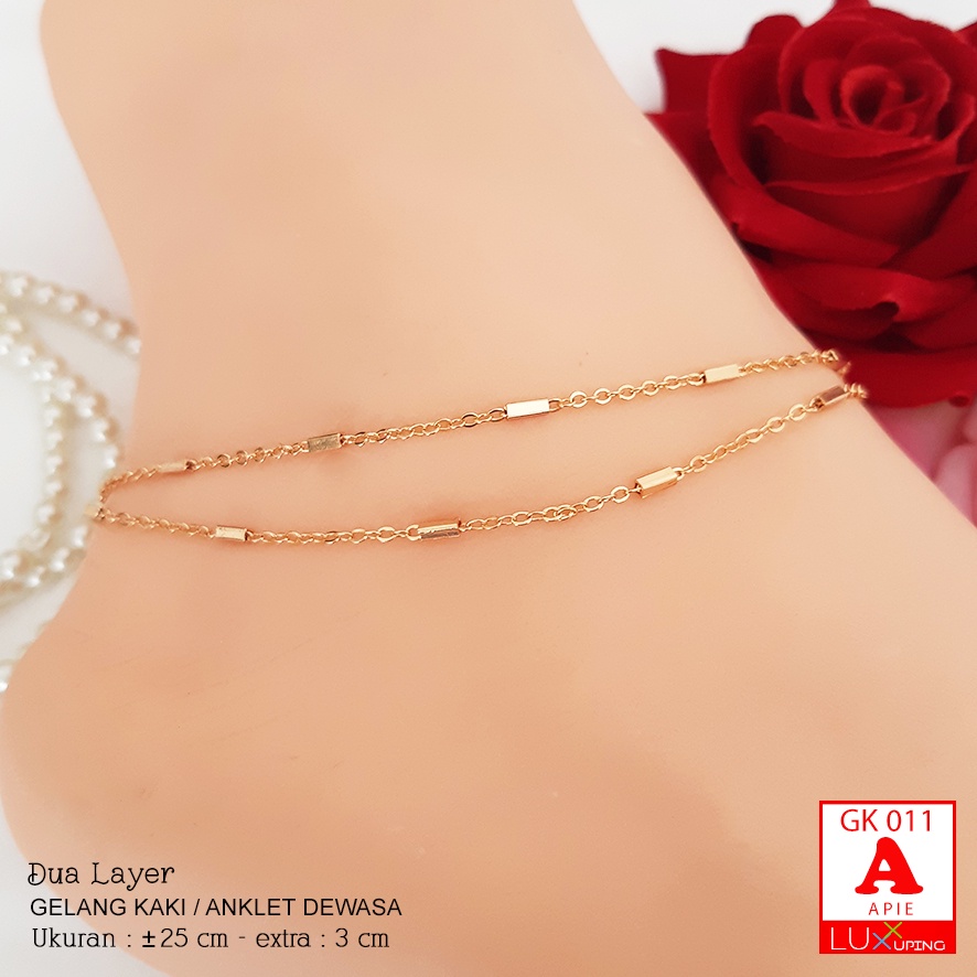 GK 011 Gelang Kaki 2 Layer Model Terbaru Perhiasan Wanita Cantik Gelang Kaki Xuping Yaxiya Aksesoris Kaki Wanita Luxx Xuping