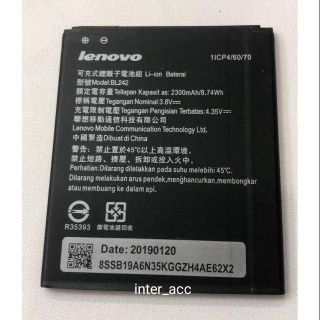 Baterai Lenovo Original OEM BL 242 A6000 A6600 + plus